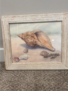 Barbara Fleri Framed Seashell Beach Art